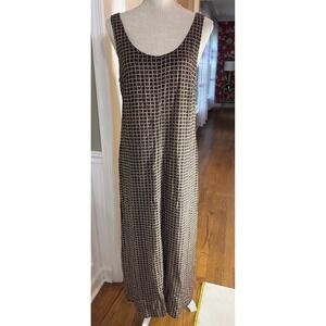 Rabbit Rabbit Rabbit Designs Brown Geometric Grid Maxi Dress Sleeveless Size 8